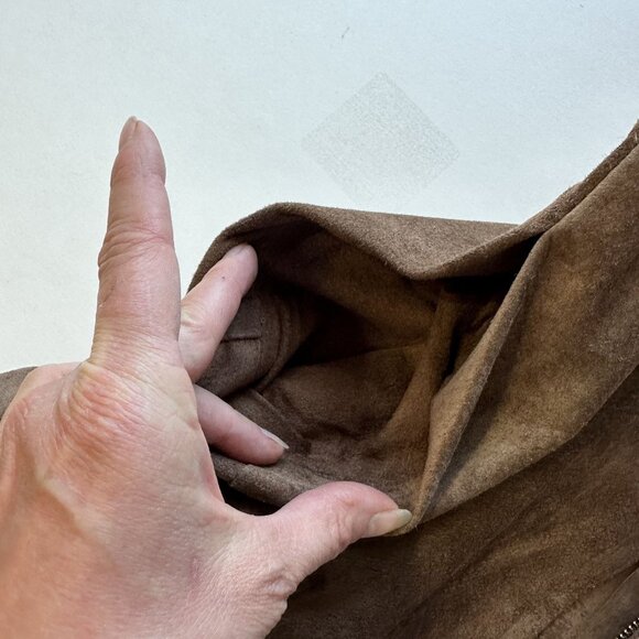 Vtg Brown Suede Patchwork Maxi Skirt Womens Grape Medium 10 Pockets Western 70s - Picture 10 of 10